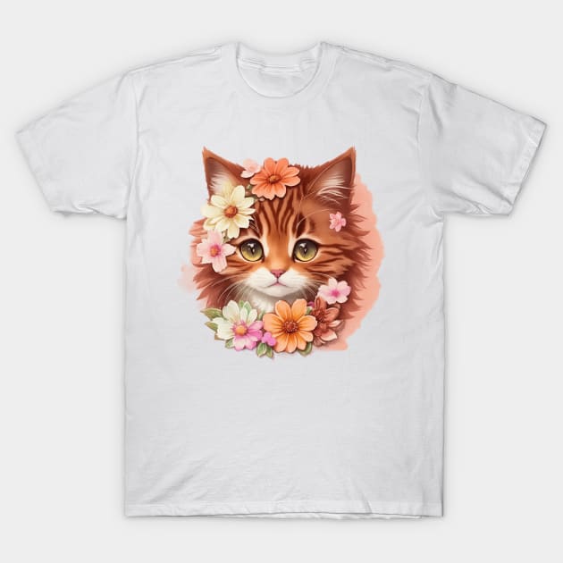 Choco-Purr's Fantastical Floral Delight: Inspired by Beloved Imaginative Realms T-Shirt by VIBRANZIO